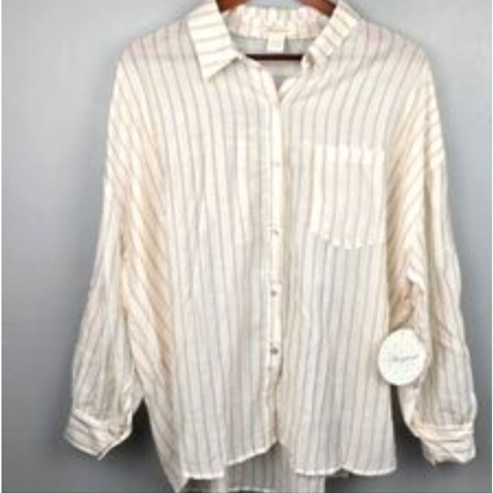 Passport Beige Striped Casual Shirt